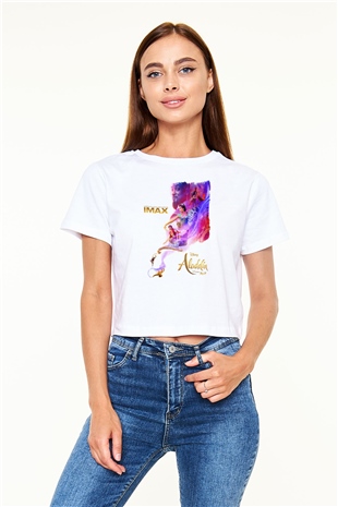 Aladdin Beyaz  Crop Top Tişört