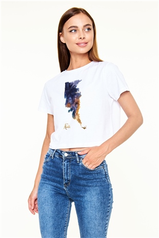 Aladdin Beyaz  Crop Top Tişört