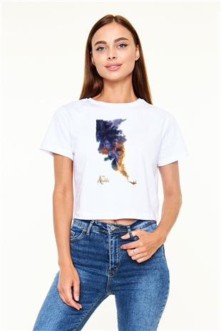 Aladdin Beyaz  Crop Top Tişört