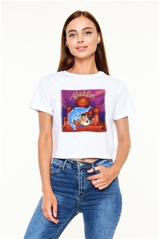 Aladdin Beyaz Croptop Tişört