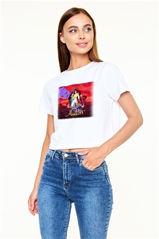 Aladdin Beyaz Croptop Tişört