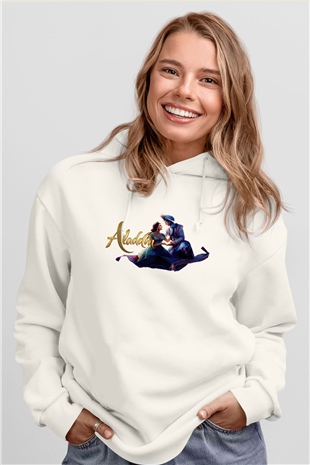 Aladdin Beyaz Unisex Hoodie