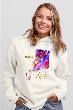 Aladdin Beyaz Unisex Hoodie