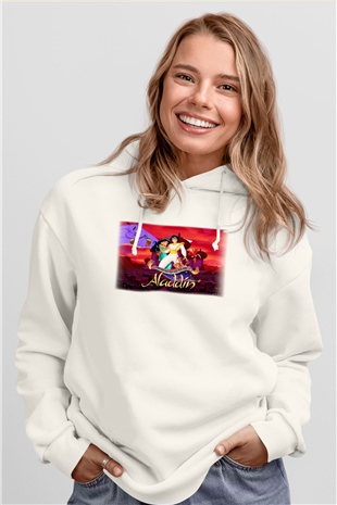 Aladdin Beyaz Unisex Hoodie