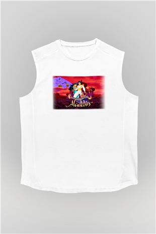 Aladdin Beyaz Unisex Kolsuz Tişört