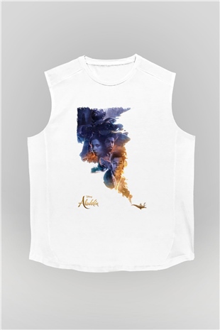 Aladdin Beyaz Unisex Kolsuz Tişört