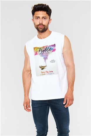 Aladdin Beyaz Unisex Kolsuz Tişört
