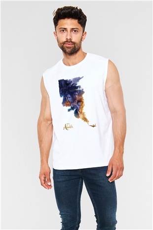 Aladdin Beyaz Unisex Kolsuz Tişört