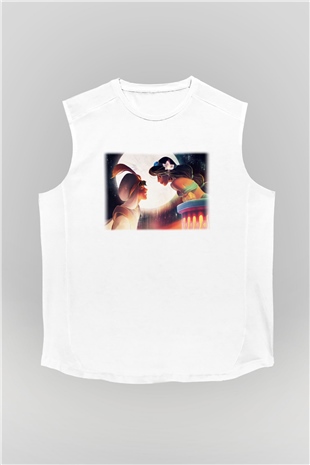 Aladdin Beyaz Unisex Kolsuz Tişört