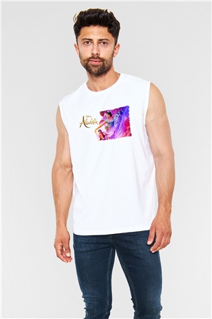Aladdin Beyaz Unisex Kolsuz Tişört