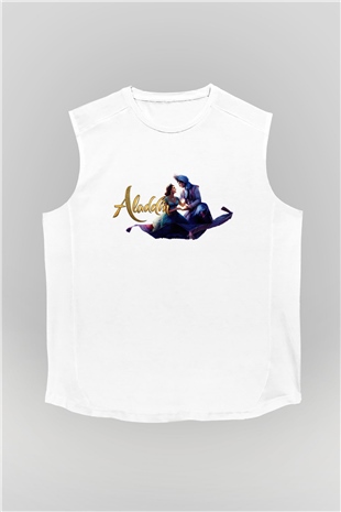 Aladdin Beyaz Unisex Kolsuz Tişört