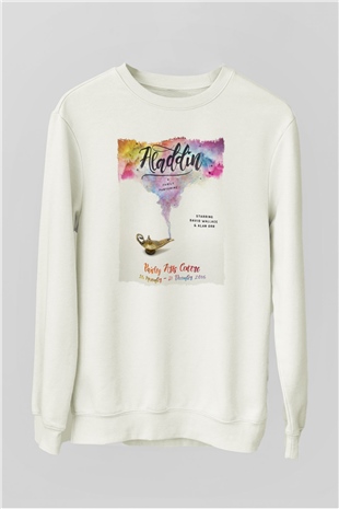 Aladdin Beyaz Unisex Sweatshirt