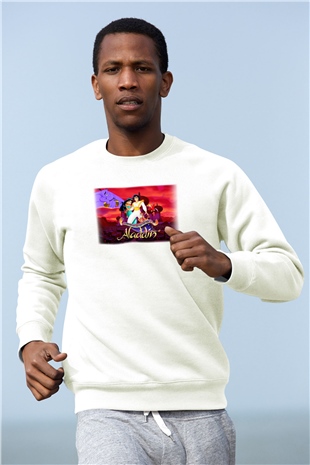 Aladdin Beyaz Unisex Sweatshirt