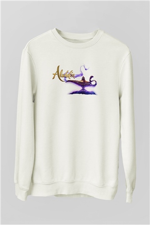 Aladdin Beyaz Unisex Sweatshirt