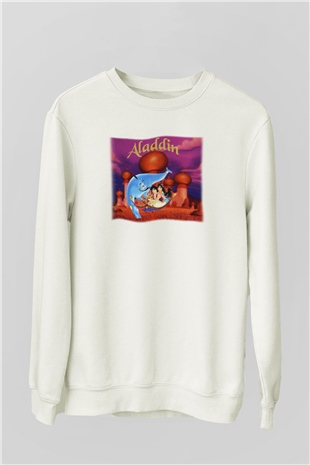 Aladdin Beyaz Unisex Sweatshirt