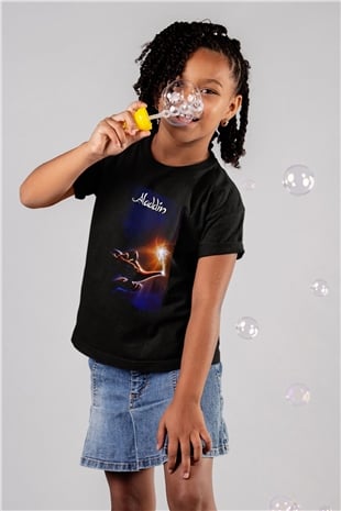 Aladdin Siyah Unisex Çocuk Tişört