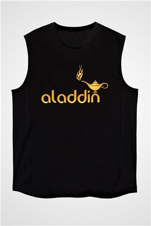Aladdin Siyah Unisex Kolsuz Tişört