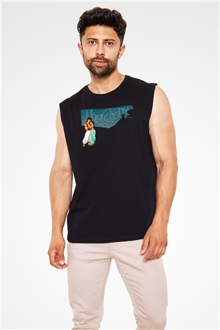Aladdin Siyah Unisex Kolsuz Tişört