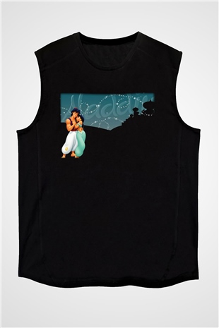 Aladdin Siyah Unisex Kolsuz Tişört