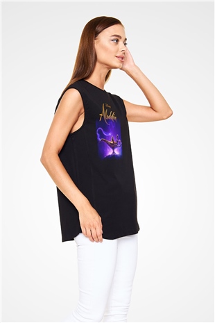 Aladdin Siyah Unisex Kolsuz Tişört