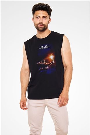Aladdin Siyah Unisex Kolsuz Tişört