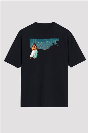 Aladdin Siyah Unisex Oversize Tişört T-Shirt