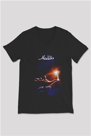 Aladdin Siyah Unisex V Yaka Tişört