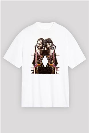 Alan Persons Project Baskılı Beyaz Unisex Oversize Tişört - Tshirt