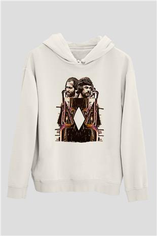 Alan Persons Project Baskılı Beyaz Unisex Kapüşonlu Sweatshirt