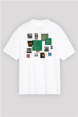 Alan Persons Project Baskılı Beyaz Unisex Oversize Tişört - Tshirt