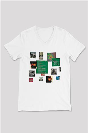 Alan Persons Project Baskılı Beyaz Unisex V Yaka Tişört - Tshirt