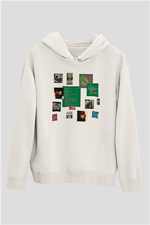 Alan Persons Project Baskılı Beyaz Unisex Kapüşonlu Sweatshirt