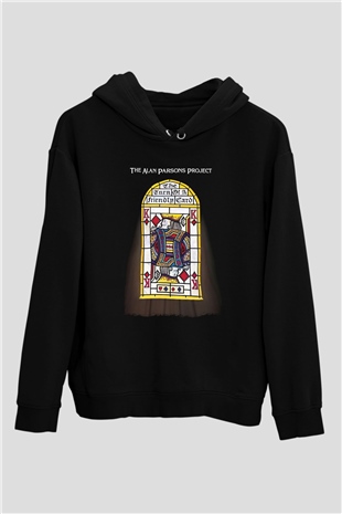 Alan Persons Project Baskılı Unisex Siyah Kapüşonlu Sweatshirt