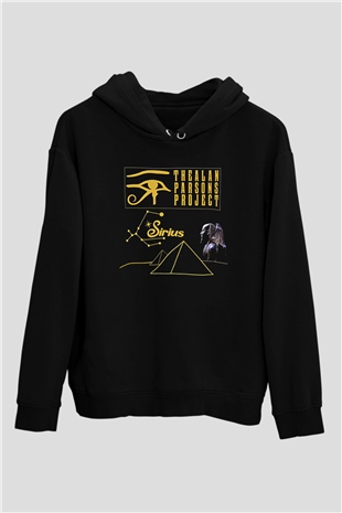 Alan Persons Project Baskılı Unisex Siyah Kapüşonlu Sweatshirt