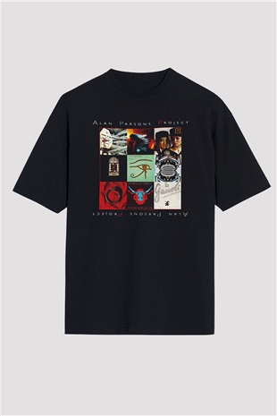 Alan Persons Project Baskılı Unisex Siyah Oversize Tişört - Tshirt