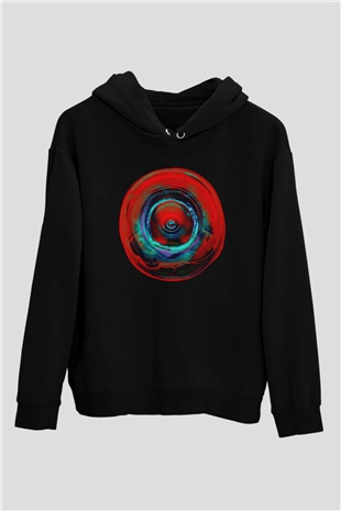Alan Persons Project Baskılı Unisex Siyah Kapüşonlu Sweatshirt