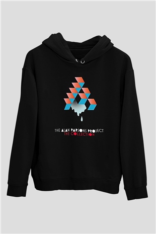 Alan Persons Project Baskılı Unisex Siyah Kapüşonlu Sweatshirt