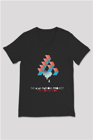 Alan Persons Project Baskılı Unisex Siyah V Yaka Tişört - Tshirt