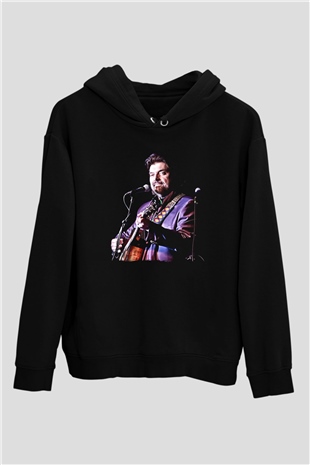 Alan Persons Project Baskılı Unisex Siyah Kapüşonlu Sweatshirt