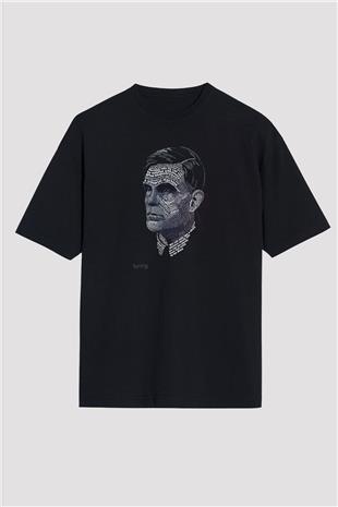 Alan Turing Tipografi Baskılı Unisex Oversize Tişört - Tshirt