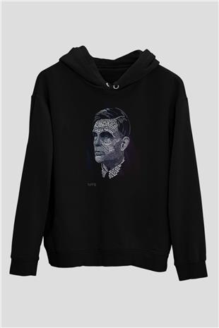 Alan Turing Tipografi Baskılı Unisex Siyah Hoodie