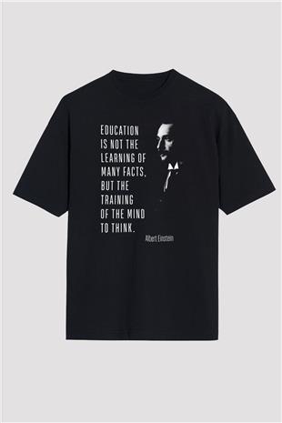 Albert Einstein Alıntı Baskılı Unisex Oversize Tişört - Tshirt