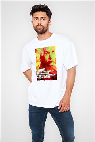 Albert Einstein Alıntı Baskılı Unisex Oversize Beyaz Tişört - Tshirt