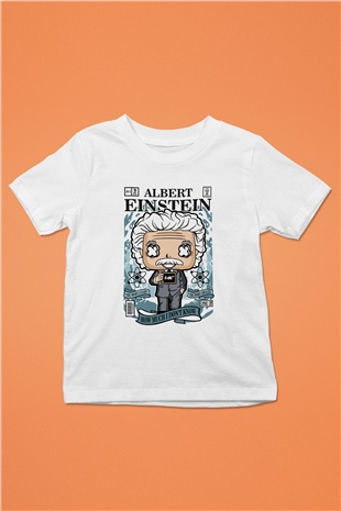 Albert Einstein Baskılı Unisex Beyaz Çocuk Tişört