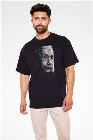 Albert Einstein Baskılı Unisex Oversize Tişört - Tshirt