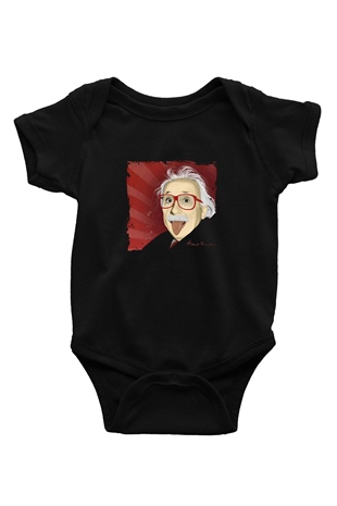 Albert Einstein Baskılı Unisex Siyah Bebek Body - Zıbın