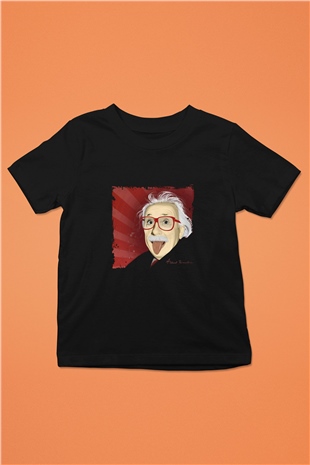 Albert Einstein Baskılı Unisex Siyah Çocuk Tişört
