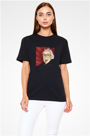 Albert Einstein Baskılı Unisex Siyah Tişört