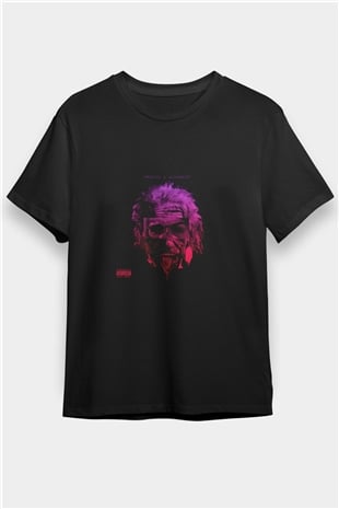 Albert Einstein Baskılı Unisex Siyah Tişört
