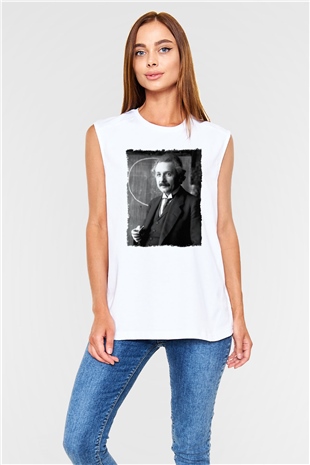 Albert Einstein Beyaz Unisex Kolsuz Tişört